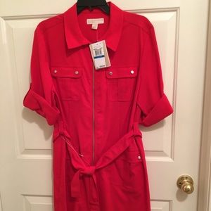 MICHAEL KORS NWT AUTHENTIC TRUE RED ROLLED SLEEVES DESIGN DRESS